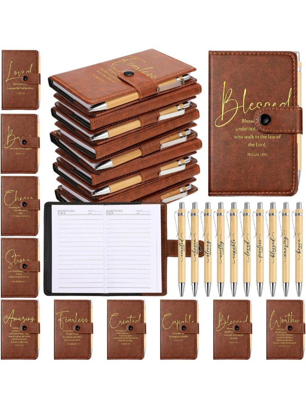 20 Pcs Christian Prayer Journals & Pens Set | Inspirational Bible Quotes